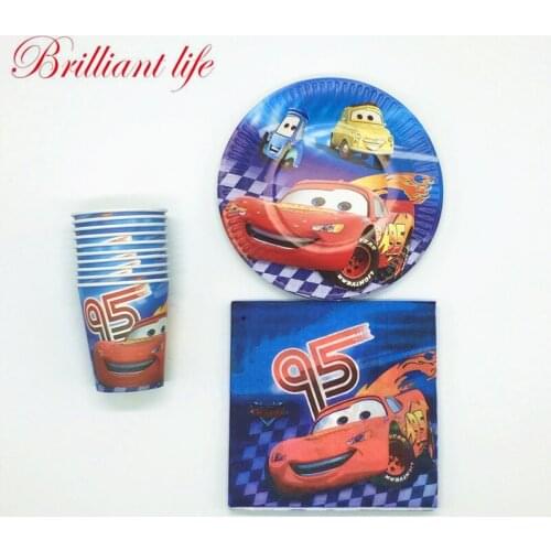 40pcs/lot Disney Cars Theme Kid Boy Birthday Party Paper Cup+Plate+Napkin Tissue Family Party Cartoon Cars Tableware Set Supply