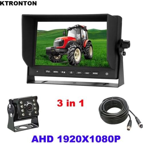 AHD 1920 x 1080P Truck Starlight Night Vision Backup Rear View Camera 7 inch Vehicle AHD Reverse Monitor for Car Bus RV Trailer