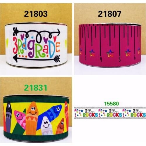 Free shipping 50 yard back to school printed grosgrain ribbon 15580