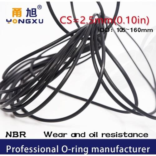 2PC Black NBR Sealing O-Ring 2.5mm Thickness OD105/110/120/145/160*2.5mm O Ring Seal Rubber Gaskets Rings Oil Resistance Washer