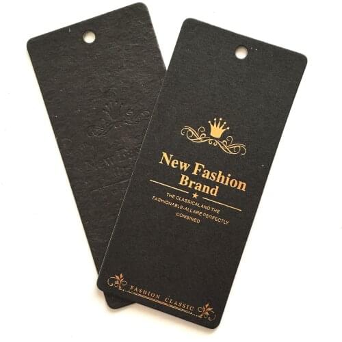 Custom Black Art Paper Swing Tags Foil Stamping DIY Logo Garment FashionLabels For Clothing
