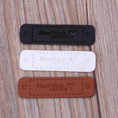 Handmade Clothes Labels With Love Labels Handmade Pu Leather Labels DIY Hats Bags Sewing Tags Garment Accessories