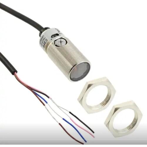 E3FB-DN12 Diffuse Photoelectric Sensor 300 mm Detection Range NPN IP67, IP69K Barrel Style E3FBDN122M