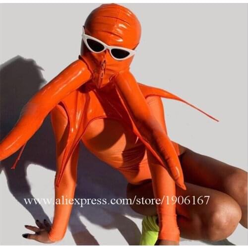 Halloween Event Fuorescent Horns Headwear Funny One-piece Costume Glasses Stage Performance Cosplay Nightclub Bar Costume