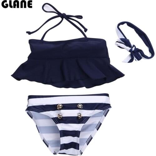 3 Pcs Dress Tops Panties Bow Tie Girls Bikins Set Kids Children Spa Bath Suit Cute Baby Swimwear Beach Wear Biquini