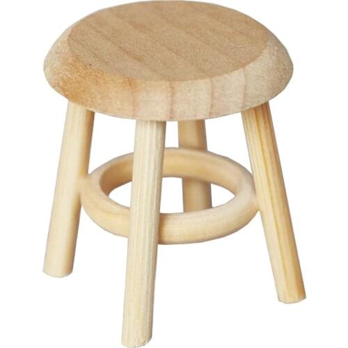 1/12 Scale Miniature Furniture Stool Model Chair for Dollhouse Room Scenes Decoration Gift