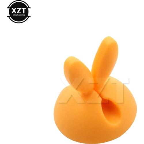 Cute Color 1pc rabbit ear silicone desktop winder cable organizer cable office computer headphone bobbin wires holder