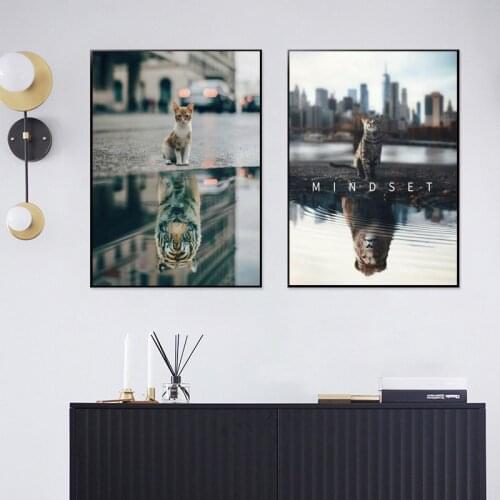 MINDSET Is EVERYTHING Motivational Posters and Prints Animals Canvas Painting Wall Art Pictures for Living Room Home Decor