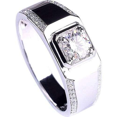 Original Design Real S925 Sterling Silver Ring Men Luxury Engagement Wedding Exquisite Proposal Jewelry Diamond Gift for Husband