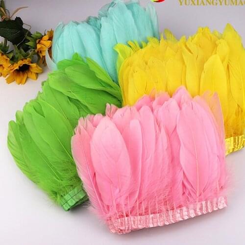 Wholesale 2 yards Colorful Goose Fringe Trims Ribbon Feathers Sewing Crafts Party Wedding Decoration