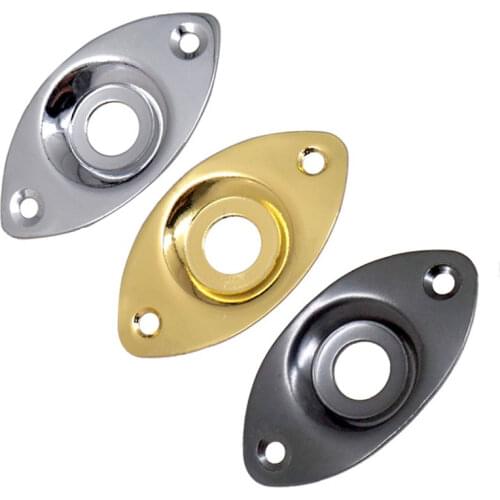 3Pcs Oval Indented Metal Jack Plates for Electric Guitar Bass Replacement guitar parts Chrome Black Gold guitar accessories