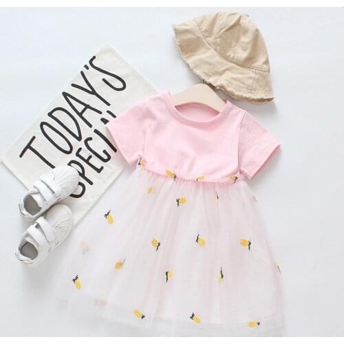 2020 New Summer Girl Dress Summer Toddler Kids Girls Short Sleeve Pineapple Tutu Princess Leisure Dress Beautiful Girl Clothes