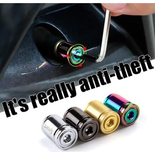 4pcs Anti-theft Metal Tire Valve Caps for Car Motorcycle Bike Safety Auto Valve Stem Covers with Allen Wrench Car-Styling Parts