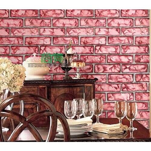 Self-adhesive pink brick wallpaper roll