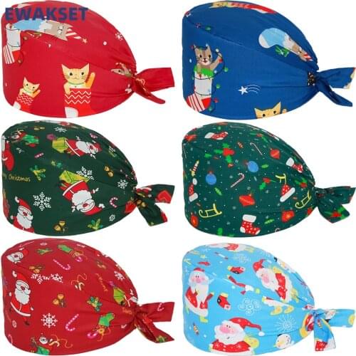 Unisex Scrubs caps Cotton Adjustable Working Nursing hats High Quality Elastic Surgicals Caps with buttons Nurse Accessories New