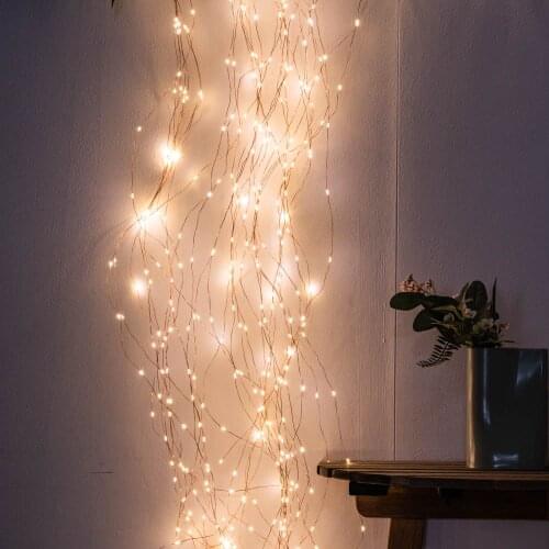 2M 30Strands Sliver Wire Plug In Fairy Light With Waterproof Waterfall String Light For Christmas Tree Wedding Bedroom Decor