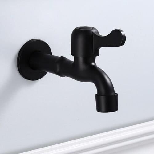 Washing Machine Faucet 304 Stainless Steel black Faucet Single Cold Wall Mounted Bibcock Outdoor Garden Faucet Mop Pool Tap