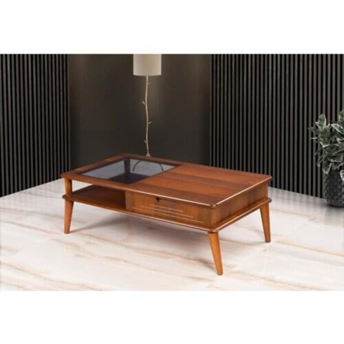 Modern Glazed Drawers Walnut Medium Coffee table coffe table