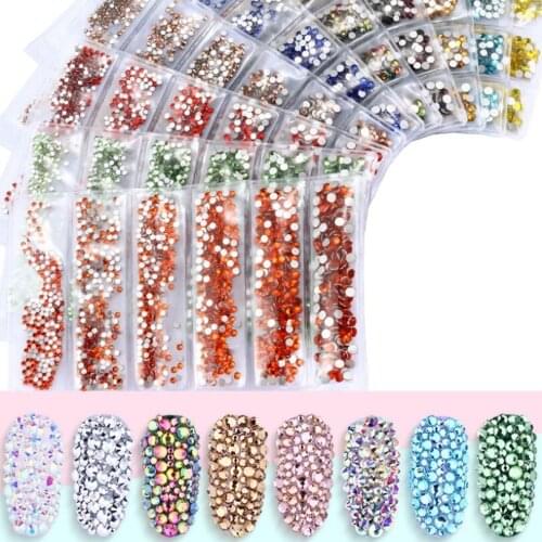 31 Colors SS3-SS10 Mix Sizes Crystal Glass Nails Art Rhinestones For 3D Nail Art Rhinestones Decoration Gems