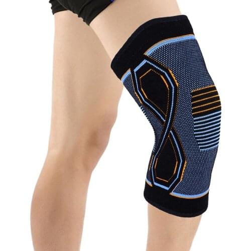 Toms Hug 1 Pair Sport Knee Brace Support 8-shaped Blue Orange Pattern Kneepad Knee Pad for Joint Pain Relief Injury Recovery