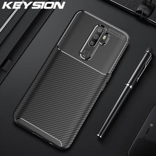 KEYSION Shockproof Case For OPPO A9 2020 Carbon Fiber Silicone 360 Full Protection Phone Cover for OPPO A5 2020 A11X A9 2020