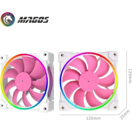 ID-COOLING Cooler Fan 120mm 5V 3 PIN Addressable RGB Fan MB Sync, 4 PIN PWM Speed Control Fans For Radiator,ZF-12025-PINK
