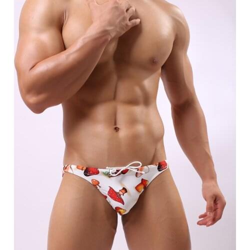 WD211 sexy bright men swimwear mushroom print beach man swimsuit hot pool gay men swim trunk shorts spa bathing suits