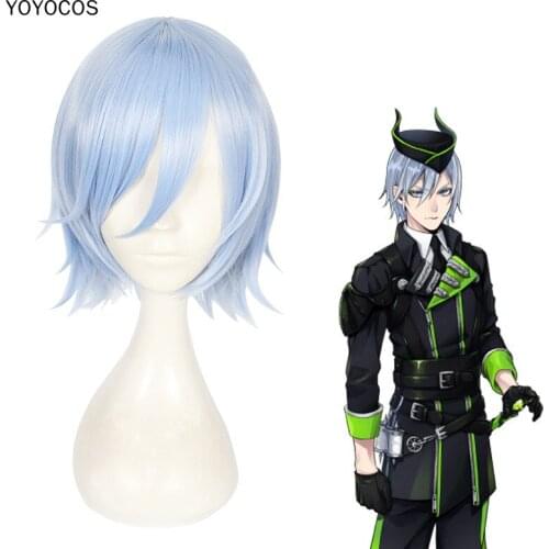 YOYOCOS Twisted Wonderland Cosplay Diasomnia Silver Cosplay Wig Men Light blue Short Hair Heat Resistant Synthetic Hair