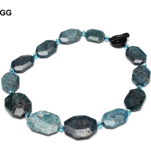 GuaiGuai Jewelry 20'' Natural Green Apatite Crystal Real Gems Stone Chocker Necklace For Women