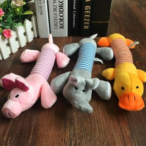 Pet Dog Cat Funny Fleece Durability Plush Dog Toys Squeak Chew Sound Toy Fit for All Pets Elephant Duck Pig Plush Toys