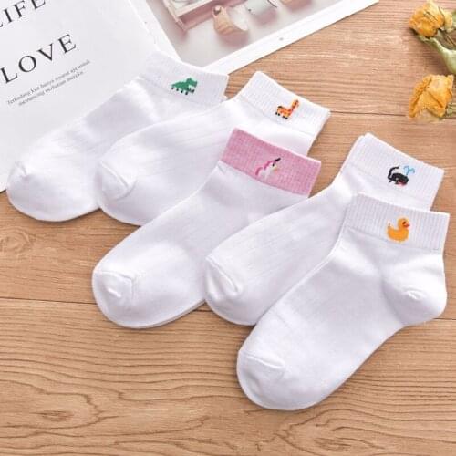 Animal Funny Socks Women Cartoon Female Japanese Casual White Pink Cute Socks Cotton Trend Wild Personality Street Korean Kawaii
