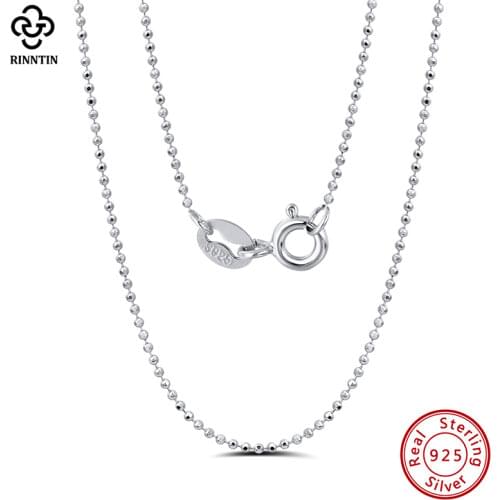 Rinntin High-end 925 Sterling Silver Fashion 1.2mm Ball Bead Chain Necklace 40cm/45cm/50cm for Women Men Chain Jewelry Gift SC24