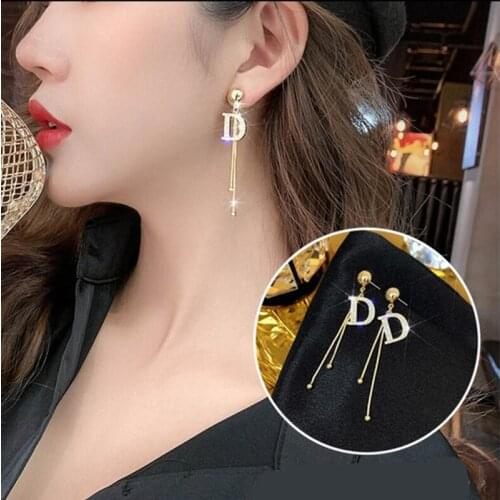 Long Earrings Women Bow Tassel Earings Front and Back Crystal Bow Tassel Earrings Female Long Temperament Butterfly Earrings