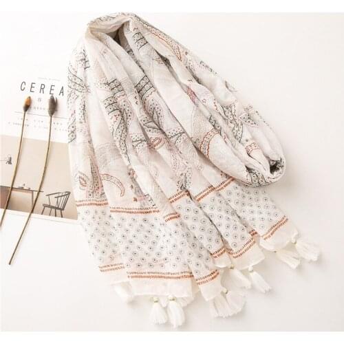 2020 Women Paisley Pattern Cotton Tassel Scarf 10pcs/lot