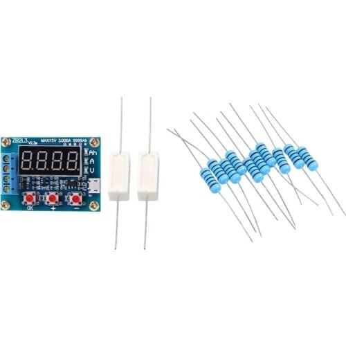 10 PC Resistor 100 Ohm 1 W Fixed Film, Metal Oxide Blue & 1set ZB2L3 Battery Tester LED Digital Display