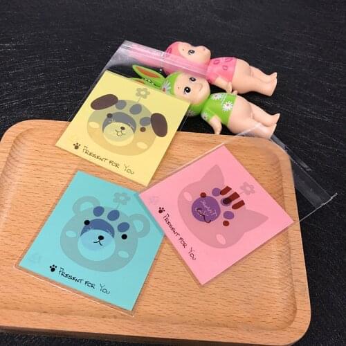100Pcs Cartoon Animals bear Cookie Candy Bag Self-Adhesive For Wedding Birthday Party Gift Bag Biscuit Baking Packaging Bag