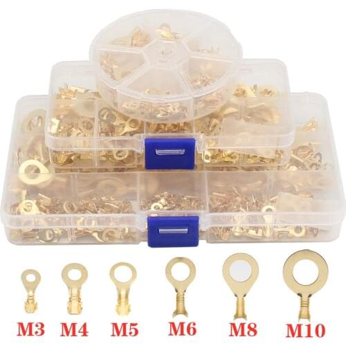 150pcs/set Round Terminal Block DJ431 O-type Lugs Terminals Cold-Pressed Connector Copper Tab Wiring Nose Combination Set