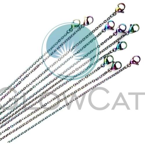 2mm Rainbow Colorful Stainless Link Chain Necklaces For Women Girl Party Choker Gift Jewelry Making 22181