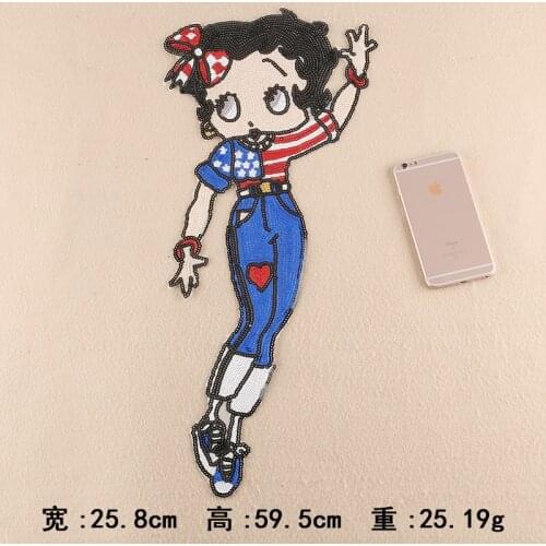 2 Pcs/lot Large Sequin Modern Fashion Girl Embroidery Patch Love Floral Woman Clothing Decoration Biker Sewing Accessories