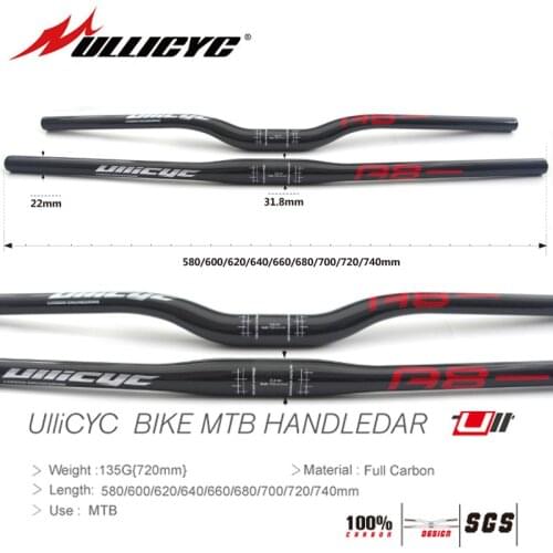 2019 Ullicyc trend A8-(Red)Mountain Bike Full Carbon Handlebar (Flat/Rise)31.8*580/600/620/640/660/680/700/720/740mm free ship