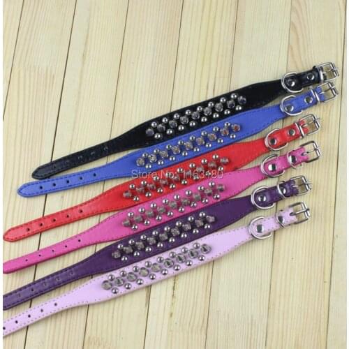 30pcs/lot Punk Style Spiked Pet Dog Collar Round Bullet Nail Rivet Studded Collar Neck Strap Pitbull Collar PU Leather Pet roduc