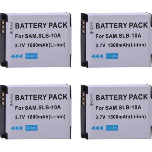 4/2Pc SLB-10A SLB10A Camera Batteries For Samsung HMX-U10 HMX-U100 SL720 SL310W SL820 HZ15W HZ10W ES60