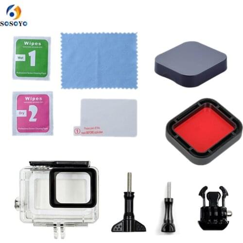 45m Waterproof Case+Diving Housing Filter Lens+lens cap+Screen Protector Film For Gopro Hero 6 5 Sports Camera Accessories