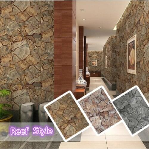53x100cm 3D Retro pvc wallpaper Stone Pattern Living Room Wall Decor Restaurant Waterproof 3D Wall papers