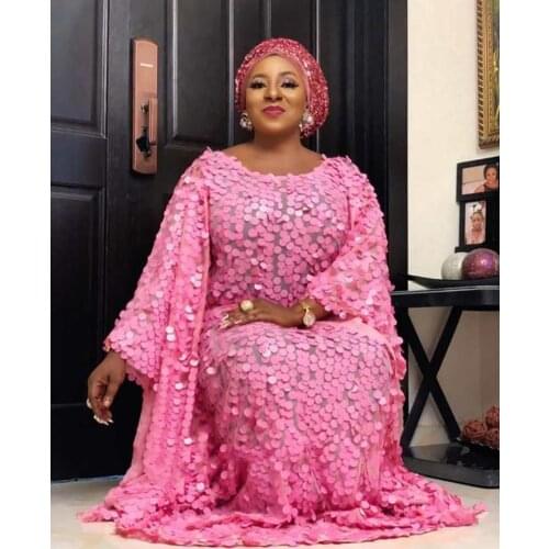 African Dashiki Length 150 cm bust 140cm New style womens Fashion stretch Net cloth sequinssuper loose long dress one size