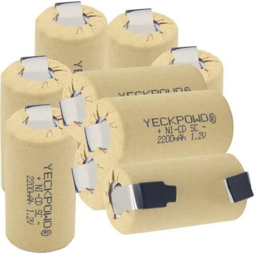 Akkus SC batteries NICD 2200mAh flat top sub C battery soldering tape 1.2V nickel sheets rechargeable for dewalt for power tools