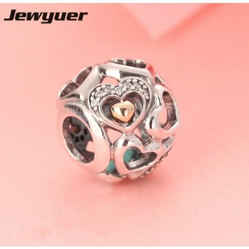 New Autumn Hearts of Romance Openwork Charms 925 sterling silver jewelry fit charm beads bracelets necklace DIY gift BE1144