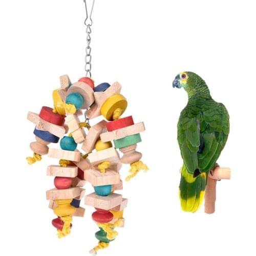 Large Bird Chew Toy Natual Wood Blocks for African Grey Cockatoo Amazon Conure Lovebirds Finch Canary Budgie Cage