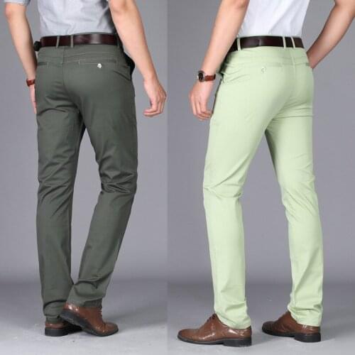 New arrival Spring Summer Thin Casual Pants Men Elastic Straight Tube Cotton Fashionable Young Trousers plus size 29-36 38 40 42