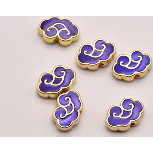 5 Pcs/Lot 12mm*8mm *4mm Cloisonne Double-Sided Cloud Pattern Beads Perforated Loose Beads Bulk Items Wholesale Jewelry JA0296